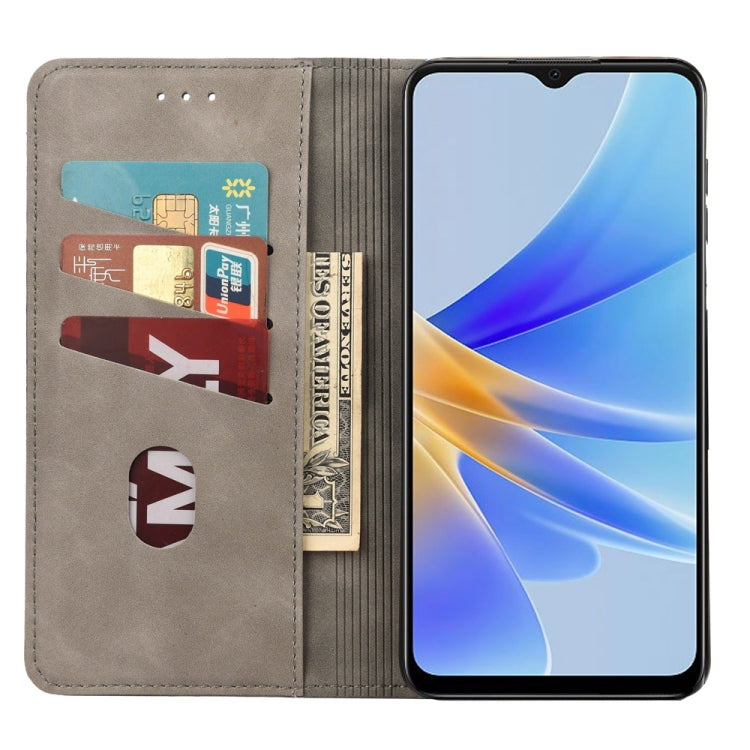 For OPPO A17 Skin Feel Splicing Leather Phone Case