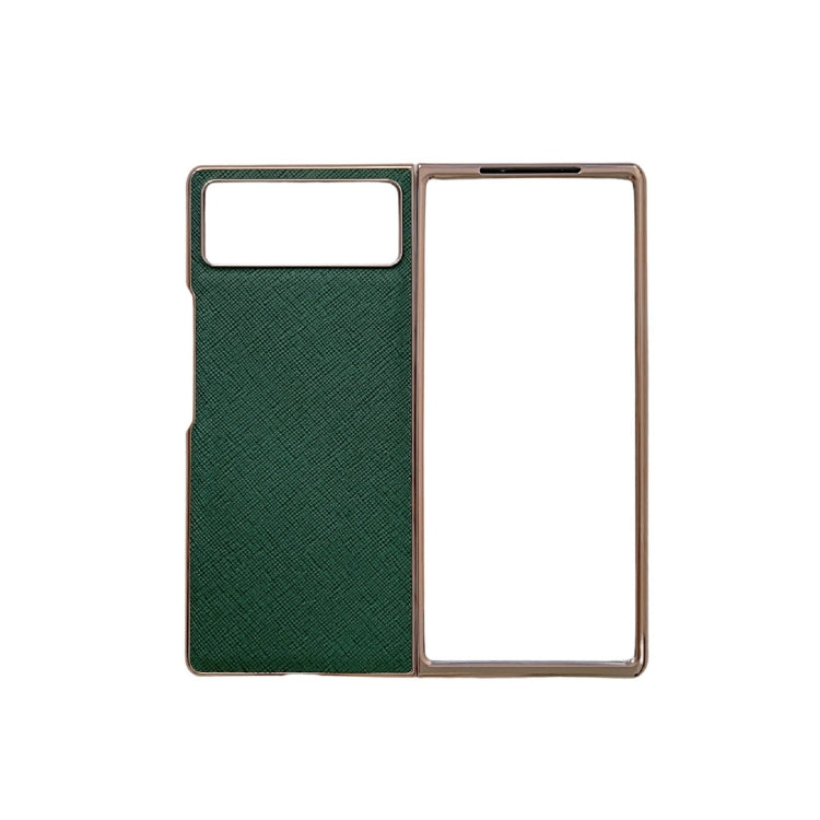 For Xiaomi Mix Fold 2 Nano Electroplating Cross Texture Genuine Leather Phone Case
