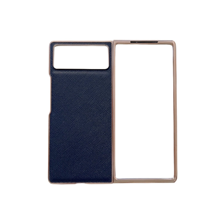 For Xiaomi Mix Fold 2 Nano Electroplating Cross Texture Genuine Leather Phone Case