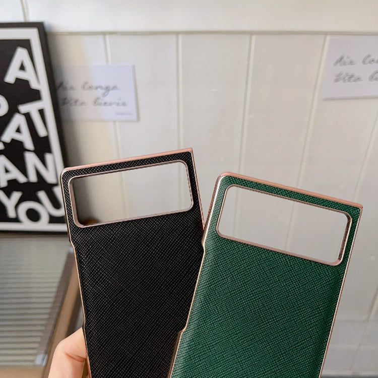 For Xiaomi Mix Fold 2 Nano Electroplating Cross Texture Genuine Leather Phone Case