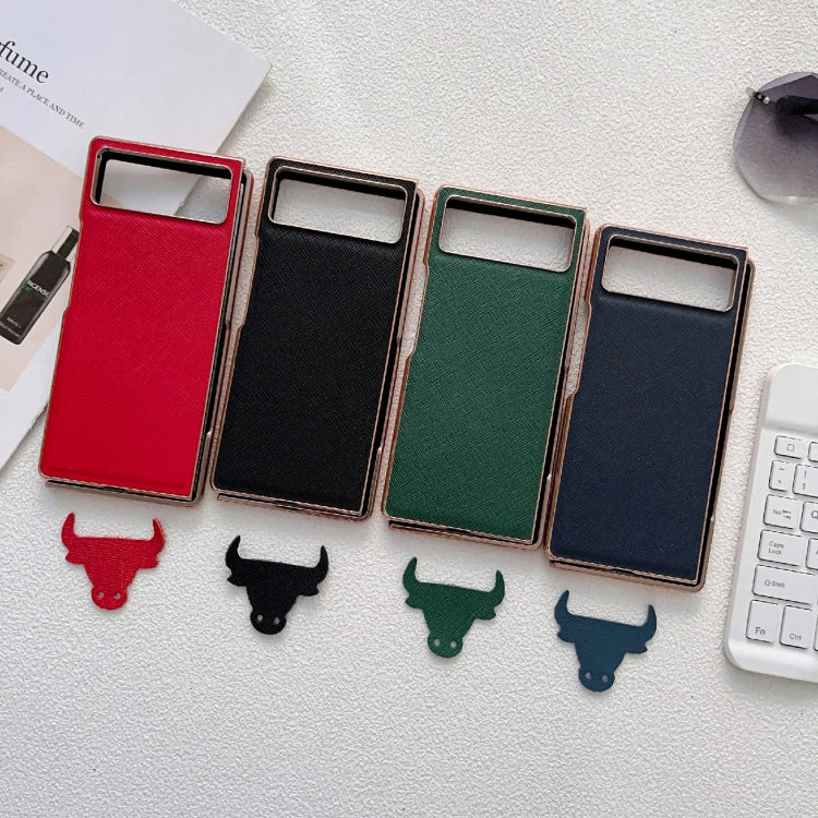 For Xiaomi Mix Fold 2 Nano Electroplating Cross Texture Genuine Leather Phone Case