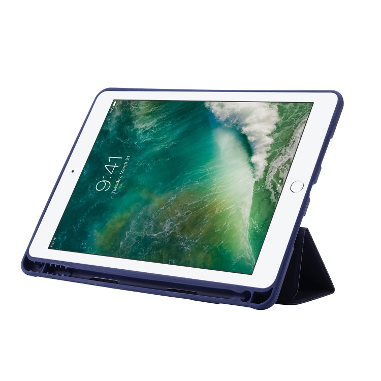 Skin Feel Pen Holder Tri-fold Tablet Leather Case For iPad 10.2 2019 / iPad 10.2 2020 / iPad Air 3 / iPad Pro 10.5