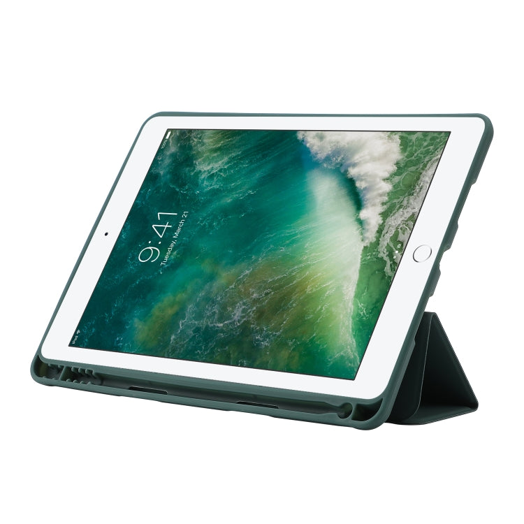 Skin Feel Pen Holder Tri-fold Tablet Leather Case For iPad 10.2 2019 / iPad 10.2 2020 / iPad Air 3 / iPad Pro 10.5
