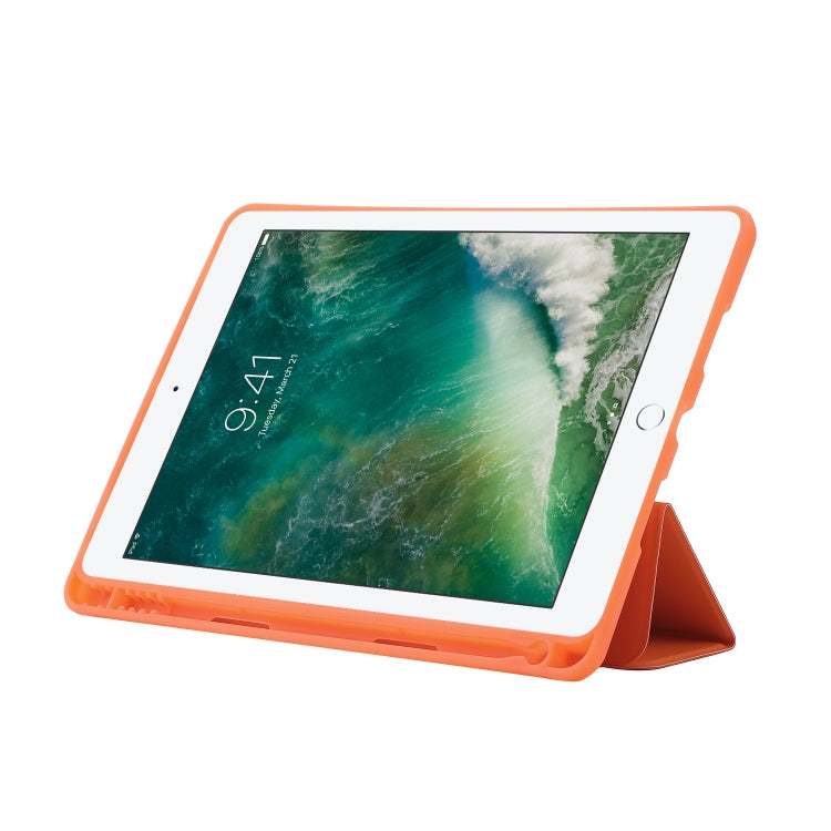 Skin Feel Pen Holder Tri-fold Tablet Leather Case For iPad 10.2 2019 / iPad 10.2 2020 / iPad Air 3 / iPad Pro 10.5