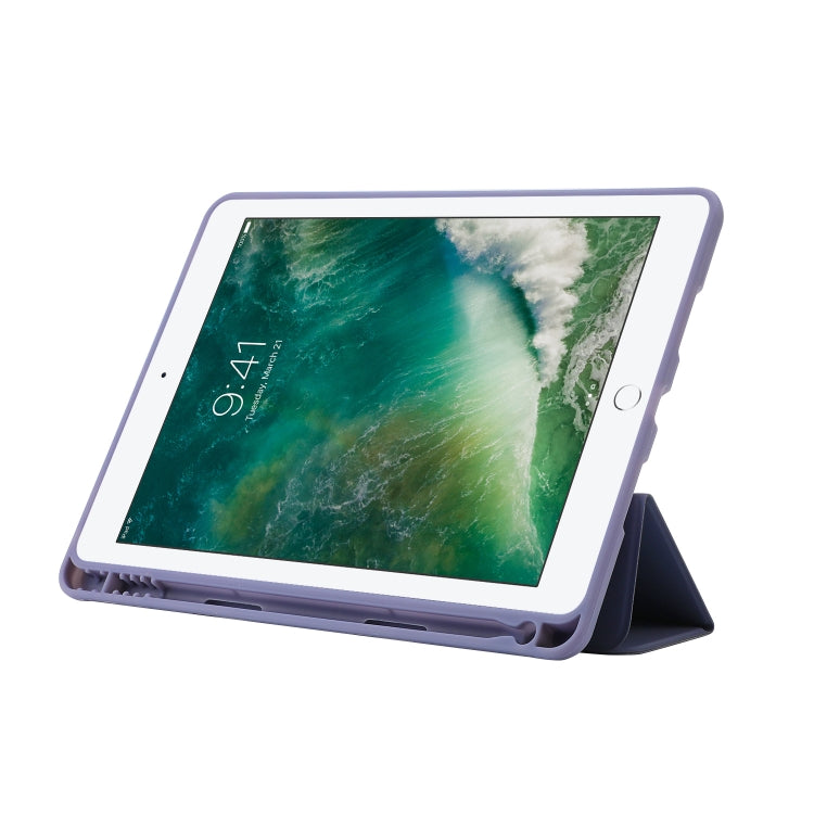 Skin Feel Pen Holder Tri-fold Tablet Leather Case For iPad 10.2 2019 / iPad 10.2 2020 / iPad Air 3 / iPad Pro 10.5