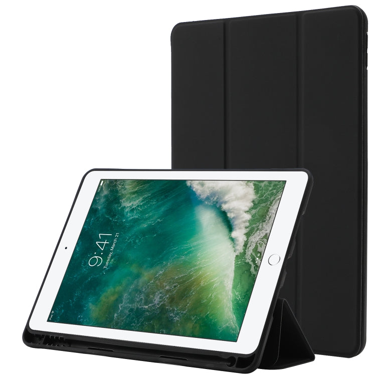 Skin Feel Pen Holder Tri-fold Tablet Leather Case For iPad 10.2 2019 / iPad 10.2 2020 / iPad Air 3 / iPad Pro 10.5