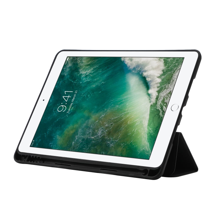 Skin Feel Pen Holder Tri-fold Tablet Leather Case For iPad 10.2 2019 / iPad 10.2 2020 / iPad Air 3 / iPad Pro 10.5