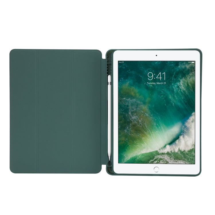 Skin Feel Pen Holder Tri-fold Tablet Leather Case For iPad 10.2 2019 / iPad 10.2 2020 / iPad Air 3 / iPad Pro 10.5