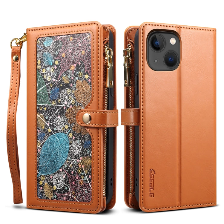 For iPhone 14 ESEBLE Star Series Lanyard Zipper Wallet RFID Leather Case
