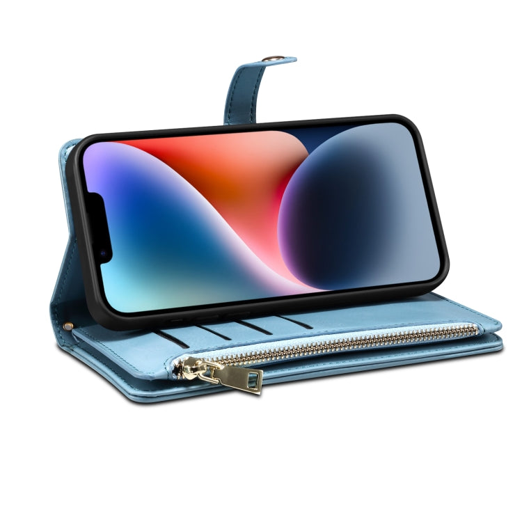 For iPhone 14 ESEBLE Star Series Lanyard Zipper Wallet RFID Leather Case