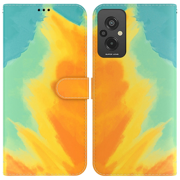 For Xiaomi Redmi 11 Prime 4G Watercolor Pattern Leather Phone Case