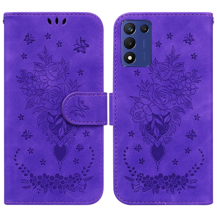 For Realme Q3S / Q3T / 9 SE / 9 5G Speed Butterfly Rose Embossed Leather Phone Case