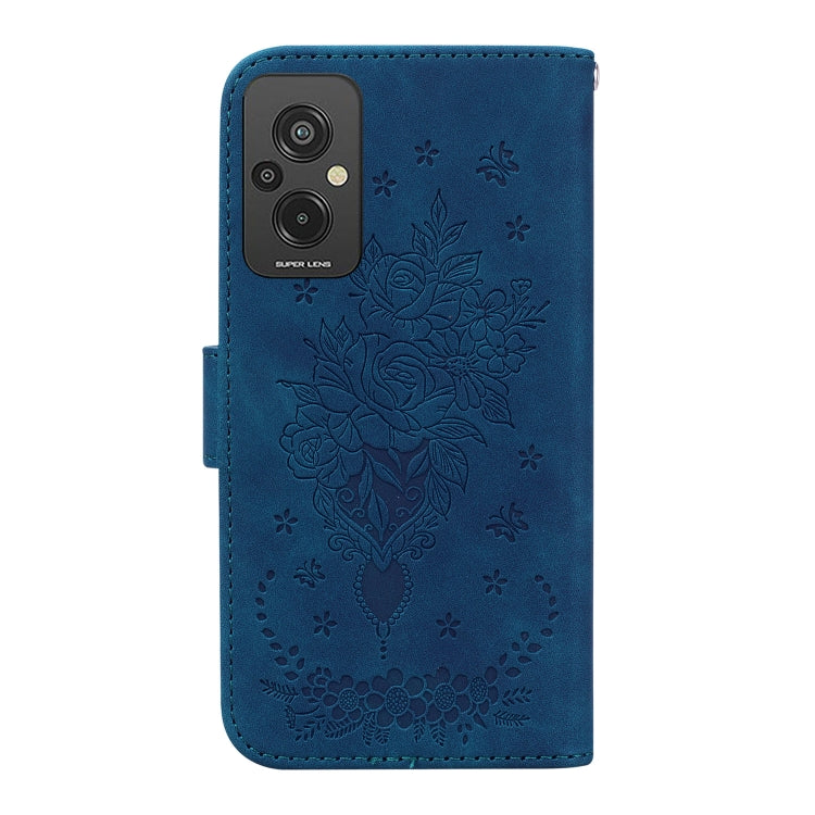 For Xiaomi Redmi 11 Prime 4G Butterfly Rose Embossed Leather Phone Case