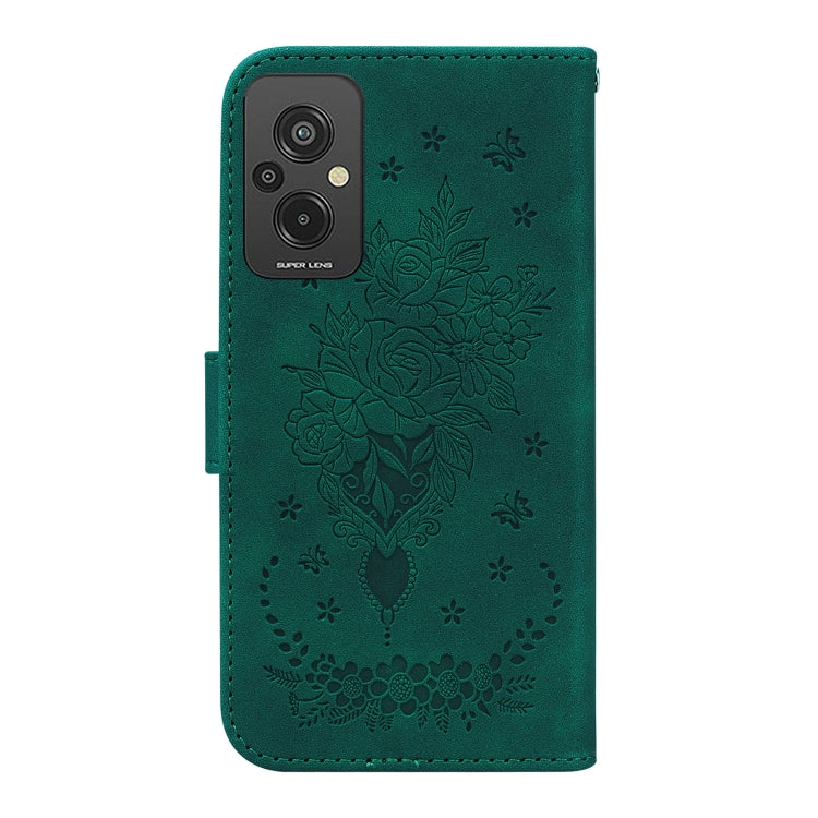 For Xiaomi Redmi 11 Prime 4G Butterfly Rose Embossed Leather Phone Case