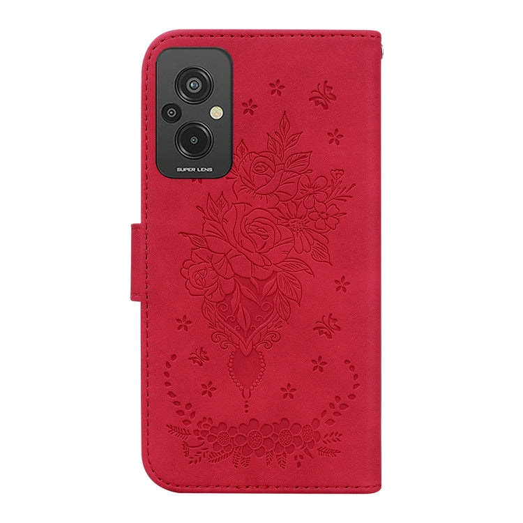 For Xiaomi Redmi 11 Prime 4G Butterfly Rose Embossed Leather Phone Case