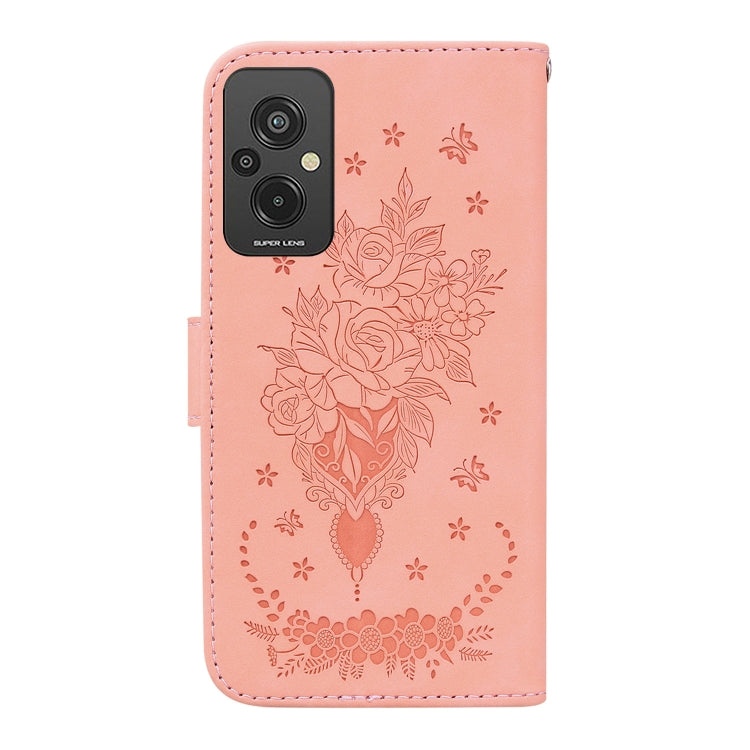For Xiaomi Redmi 11 Prime 4G Butterfly Rose Embossed Leather Phone Case