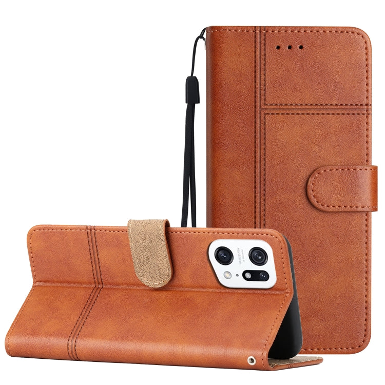 For OPPO Find X5 Pro Business Style Cowhide Texture Leather Phone Case