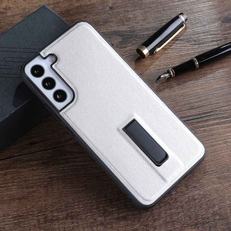 For Samsung Galaxy S23 5G PU Cover Metal Holder Phone Case