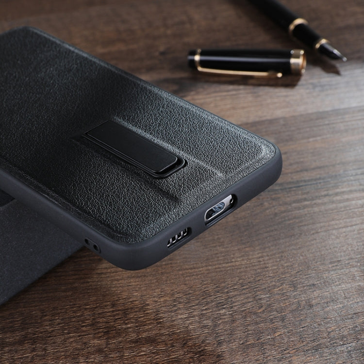 For Samsung Galaxy S23 5G PU Cover Metal Holder Phone Case