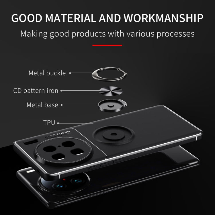 For vivo X90 Pro Metal Ring Holder TPU Phone Case