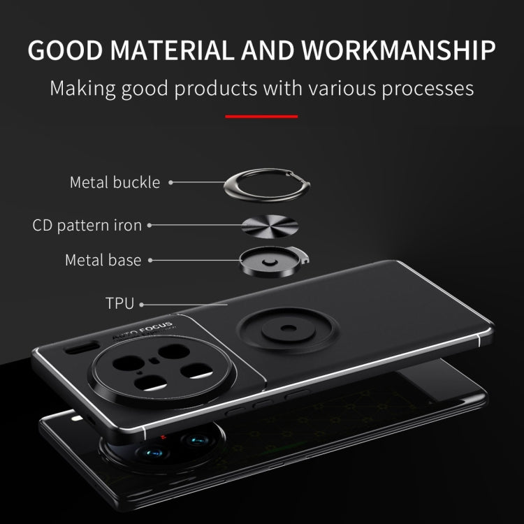 For vivo X90 Pro+ Metal Ring Holder TPU Phone Case
