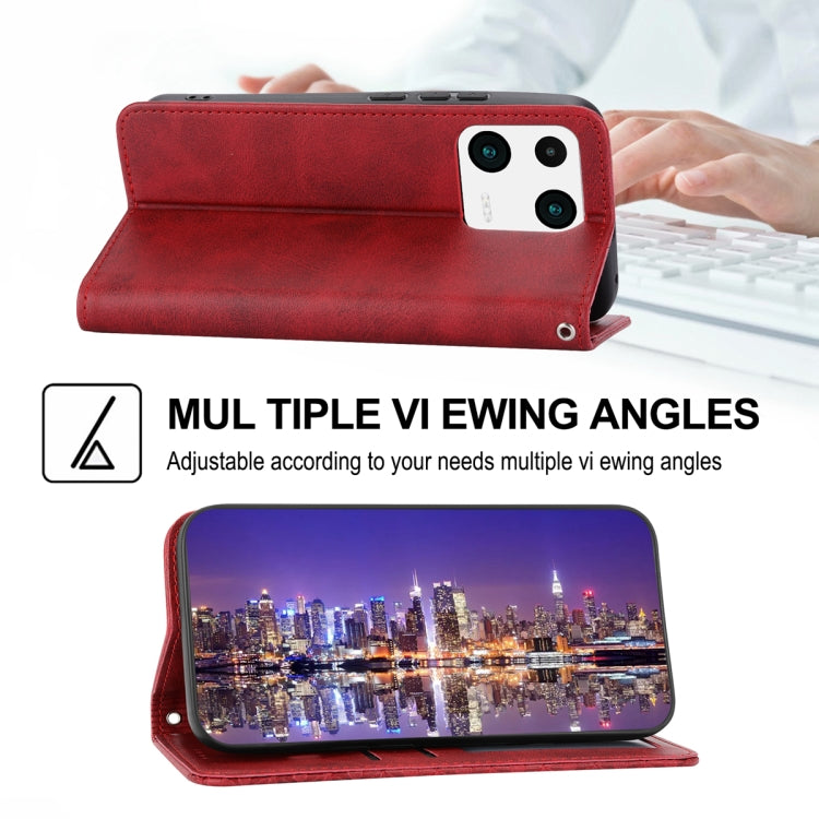 For Xiaomi 13 Cubic Grid Calf Texture Magnetic Leather Phone Case