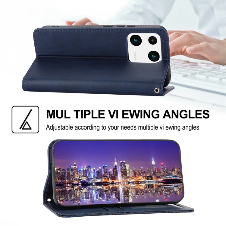 For Xiaomi 13 Cubic Grid Calf Texture Magnetic Leather Phone Case