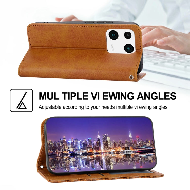 For Xiaomi 13 Cubic Grid Calf Texture Magnetic Leather Phone Case