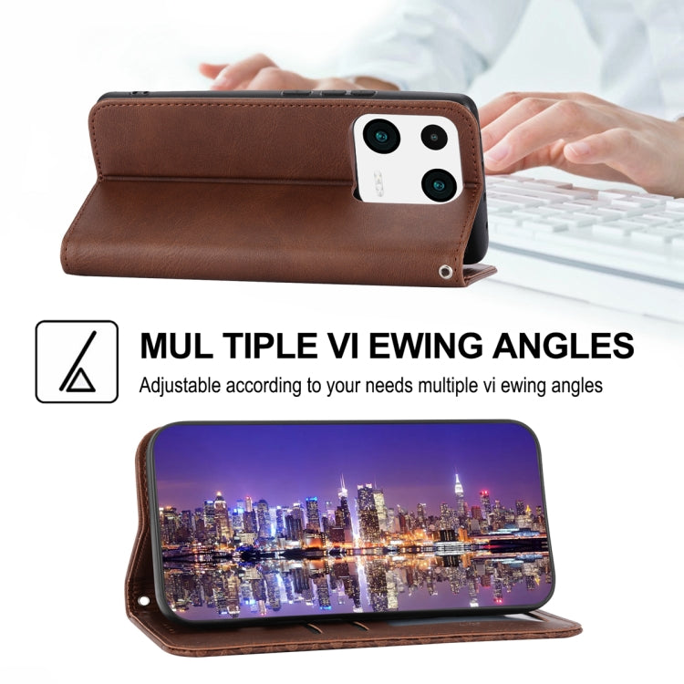 For Xiaomi 13 Pro Cubic Grid Calf Texture Magnetic Leather Phone Case