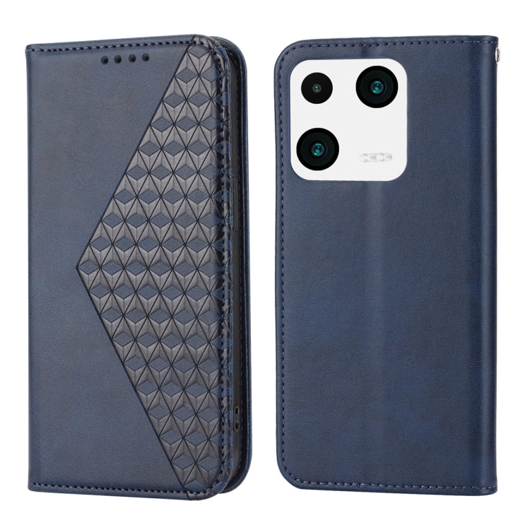 For Xiaomi 13 Pro Cubic Grid Calf Texture Magnetic Leather Phone Case