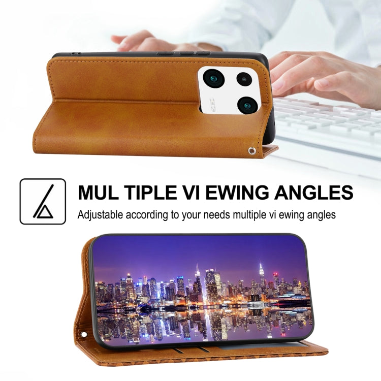 For Xiaomi 13 Pro Cubic Grid Calf Texture Magnetic Leather Phone Case