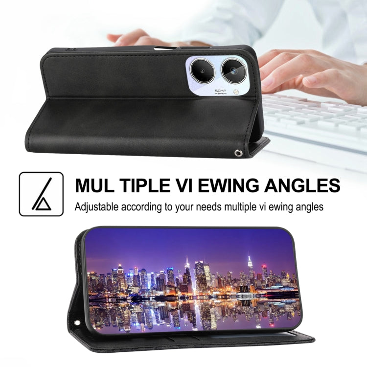 For Realme 10 4G Cubic Grid Calf Texture Magnetic Leather Phone Case