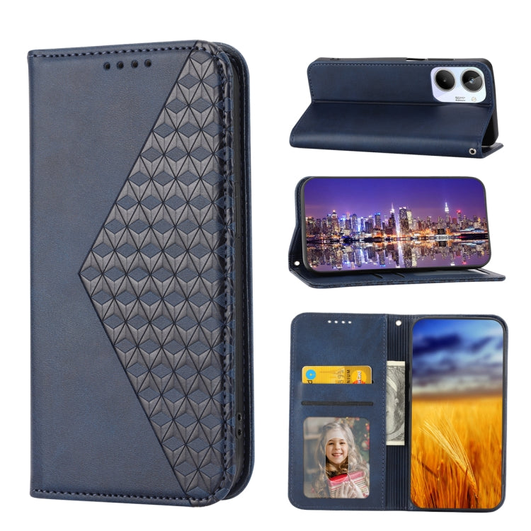 For Realme 10 4G Cubic Grid Calf Texture Magnetic Leather Phone Case