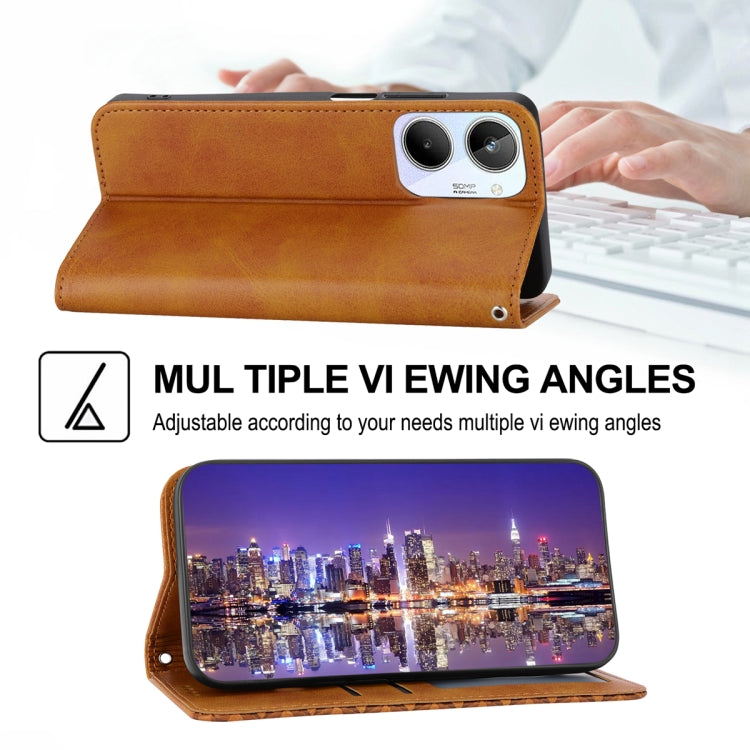 For Realme 10 4G Cubic Grid Calf Texture Magnetic Leather Phone Case