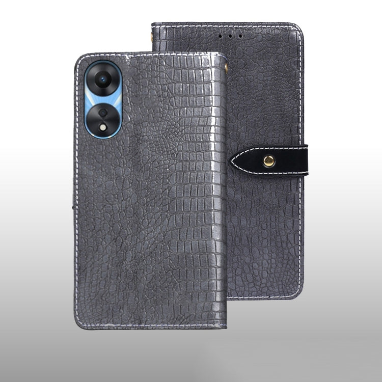 For OPPO A58 5G idewei Crocodile Texture Leather Phone Case