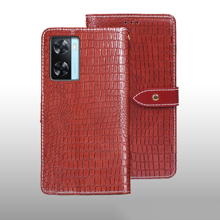 For OPPO A77s idewei Crocodile Texture Leather Phone Case