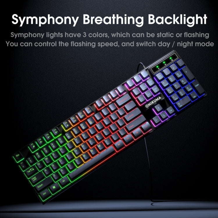 ONIKUMA K16 5 in 1 RGB Magic Light Effect Wired Keyboard Mouse Pad Headphone Holder Set(Black)