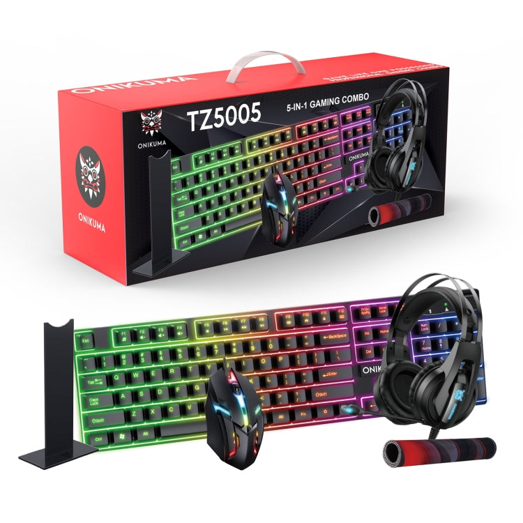 ONIKUMA K16 5 in 1 RGB Magic Light Effect Wired Keyboard Mouse Pad Headphone Holder Set(Black)