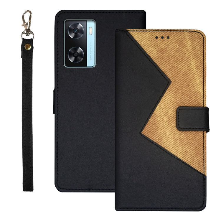 For OPPO A77s idewei Two-color Splicing Leather Phone Case