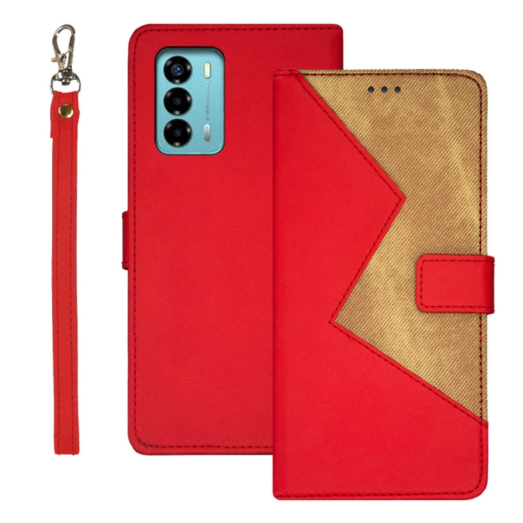 For ZTE Blade A72 4G idewei Two-color Splicing Leather Phone Case