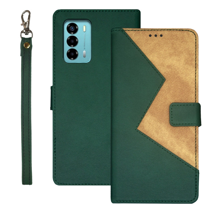 For ZTE Blade A72 4G idewei Two-color Splicing Leather Phone Case