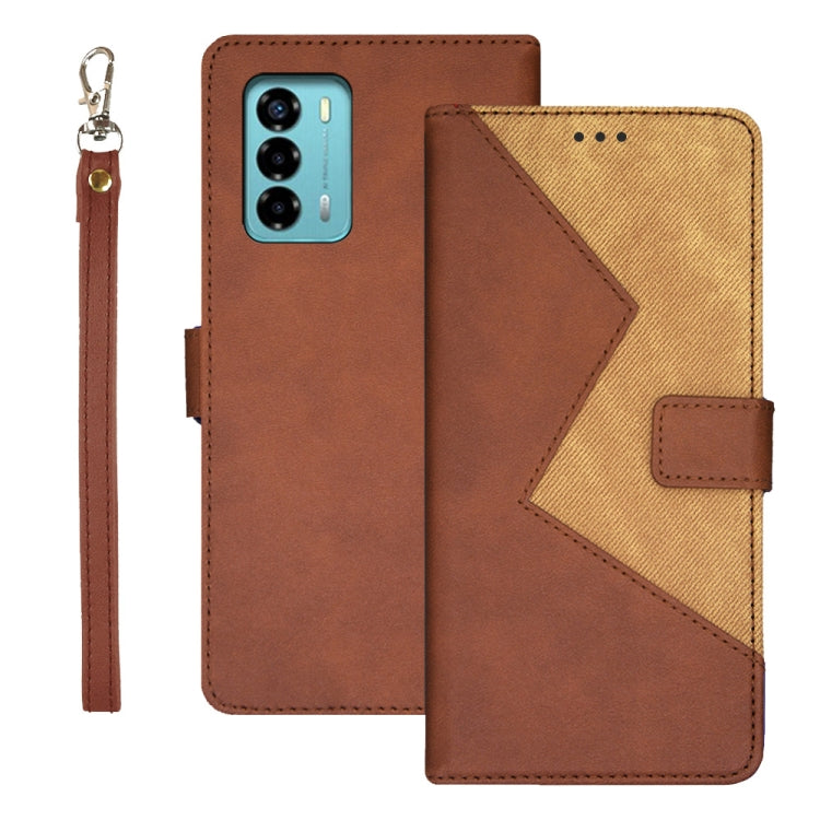 For ZTE Blade A72 4G idewei Two-color Splicing Leather Phone Case