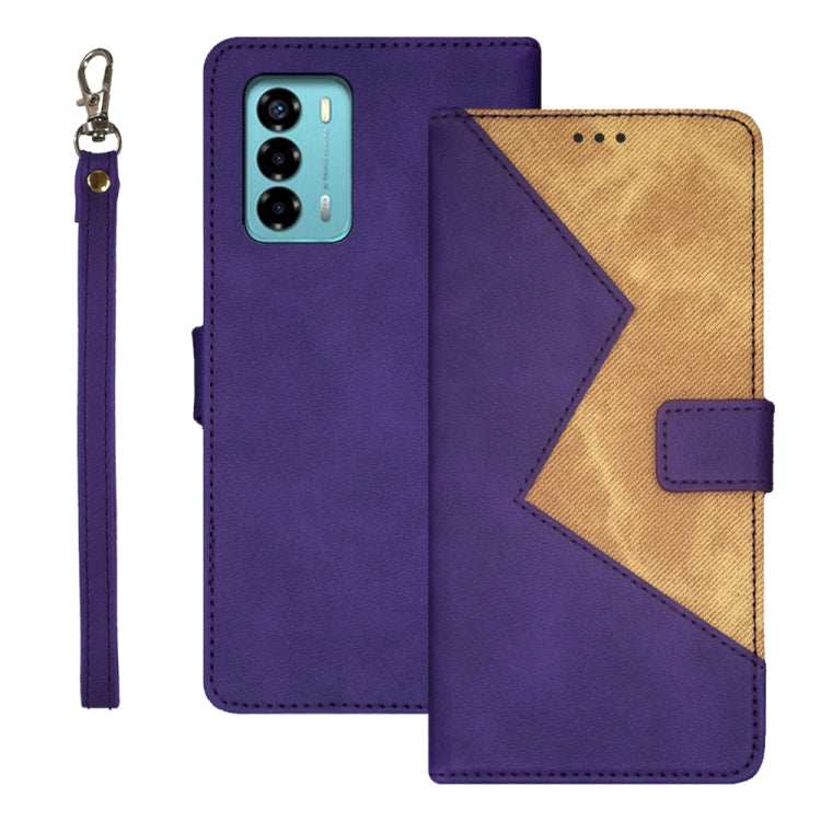 For ZTE Blade A72 4G idewei Two-color Splicing Leather Phone Case