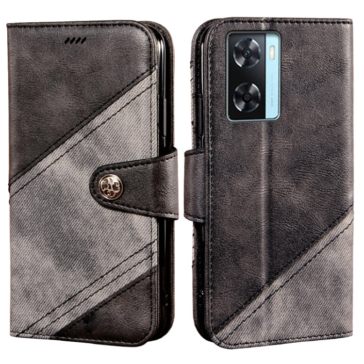 For OPPO A77s idewei Color Contrast Retro Texture Leather Phone Case