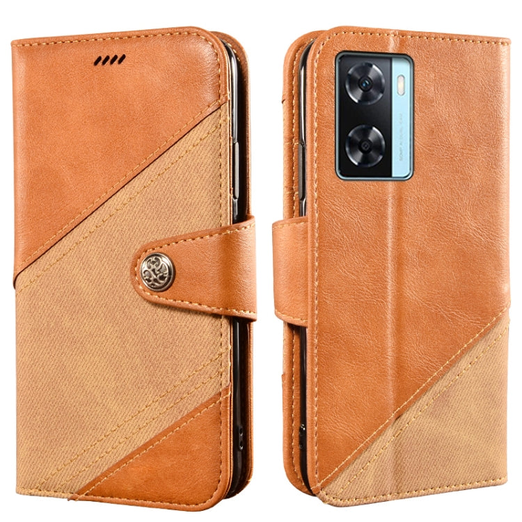 For OPPO A77s idewei Color Contrast Retro Texture Leather Phone Case
