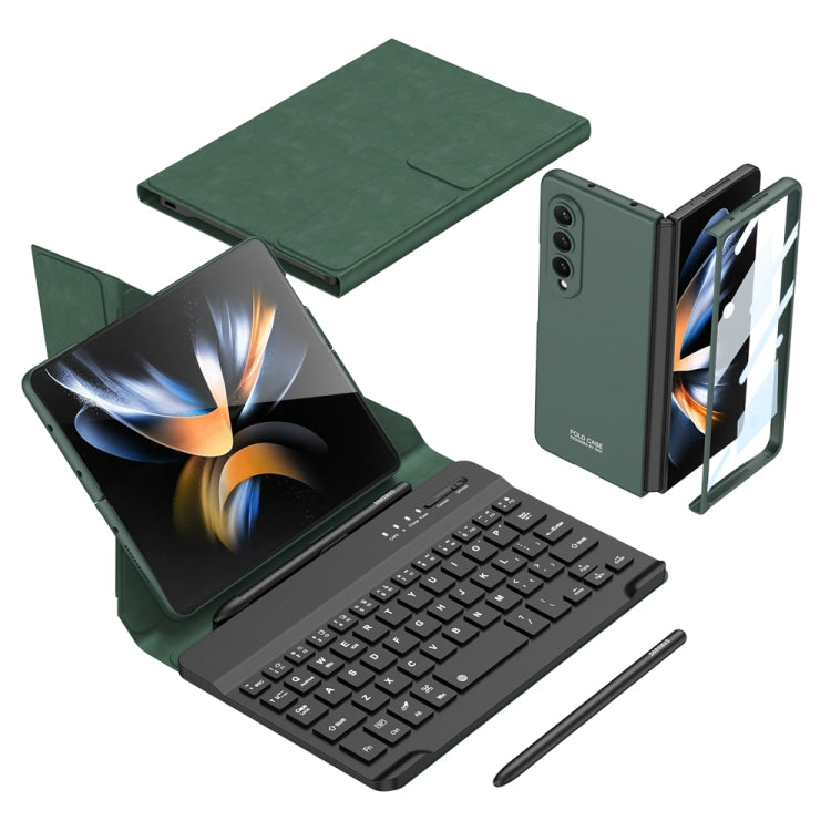 For Samsung Galaxy Z Fold4 GKK Magnetic Folding Bluetooth Keyboard Leather Case with Pen