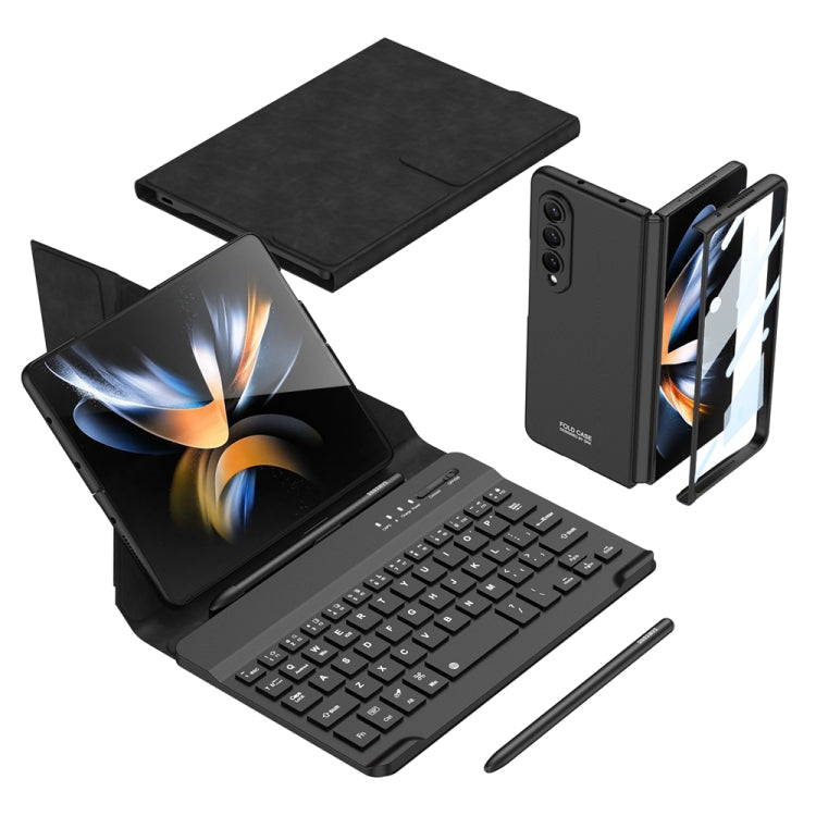 For Samsung Galaxy Z Fold4 GKK Magnetic Folding Bluetooth Keyboard Leather Case with Pen