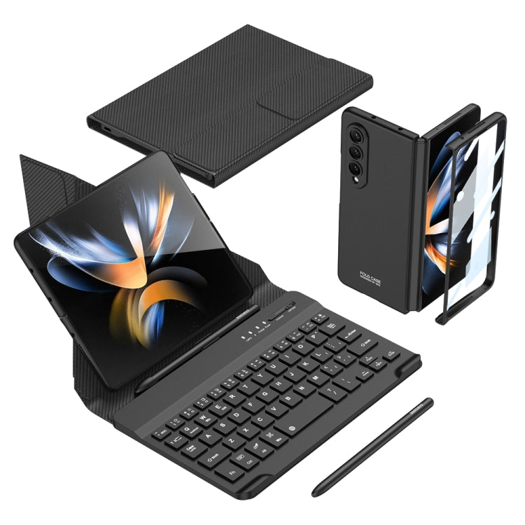 For Samsung Galaxy Z Fold4 GKK Magnetic Folding Bluetooth Keyboard Leather Case with Pen