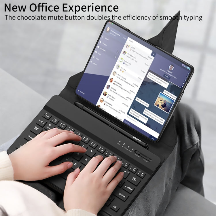 For Samsung Galaxy Z Fold4 GKK Magnetic Folding Bluetooth Keyboard Leather Case with Pen