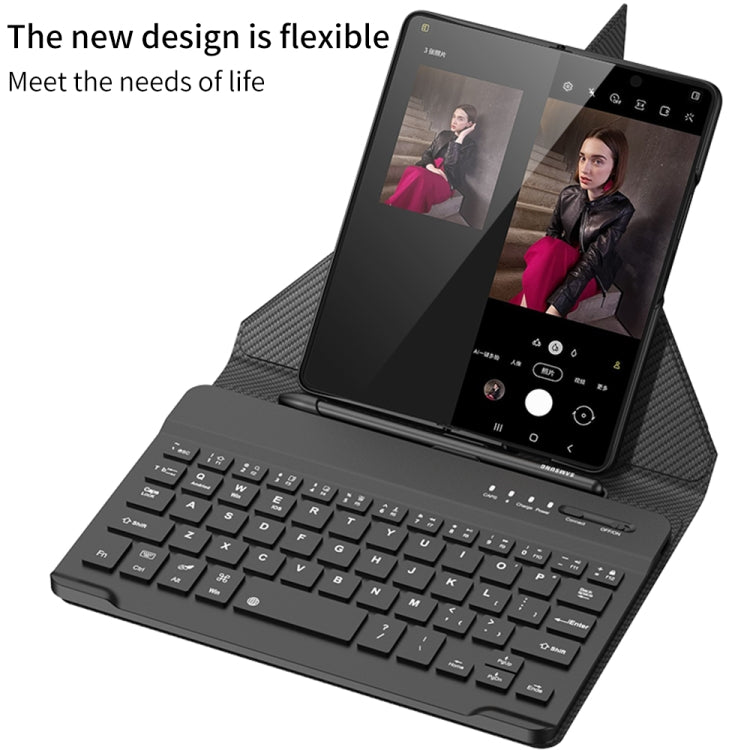 For Samsung Galaxy Z Fold4 GKK Magnetic Folding Bluetooth Keyboard Leather Case with Pen